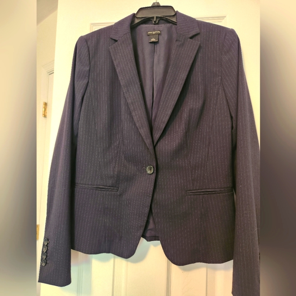 Ann Taylor Navy Pinstrip Blazer